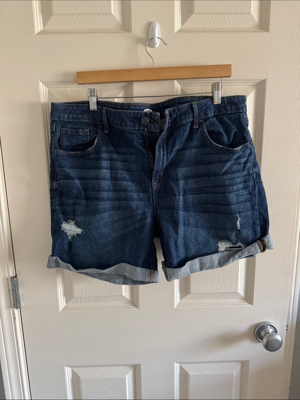 Dark Wash Rolled Hem Denim Shorts - Old Navy